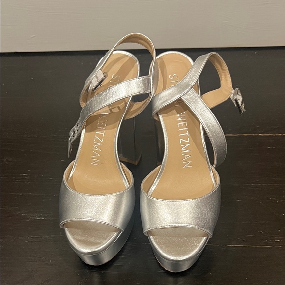 Stuart Weitzman Ryder Metallic Silver Heels Size 4